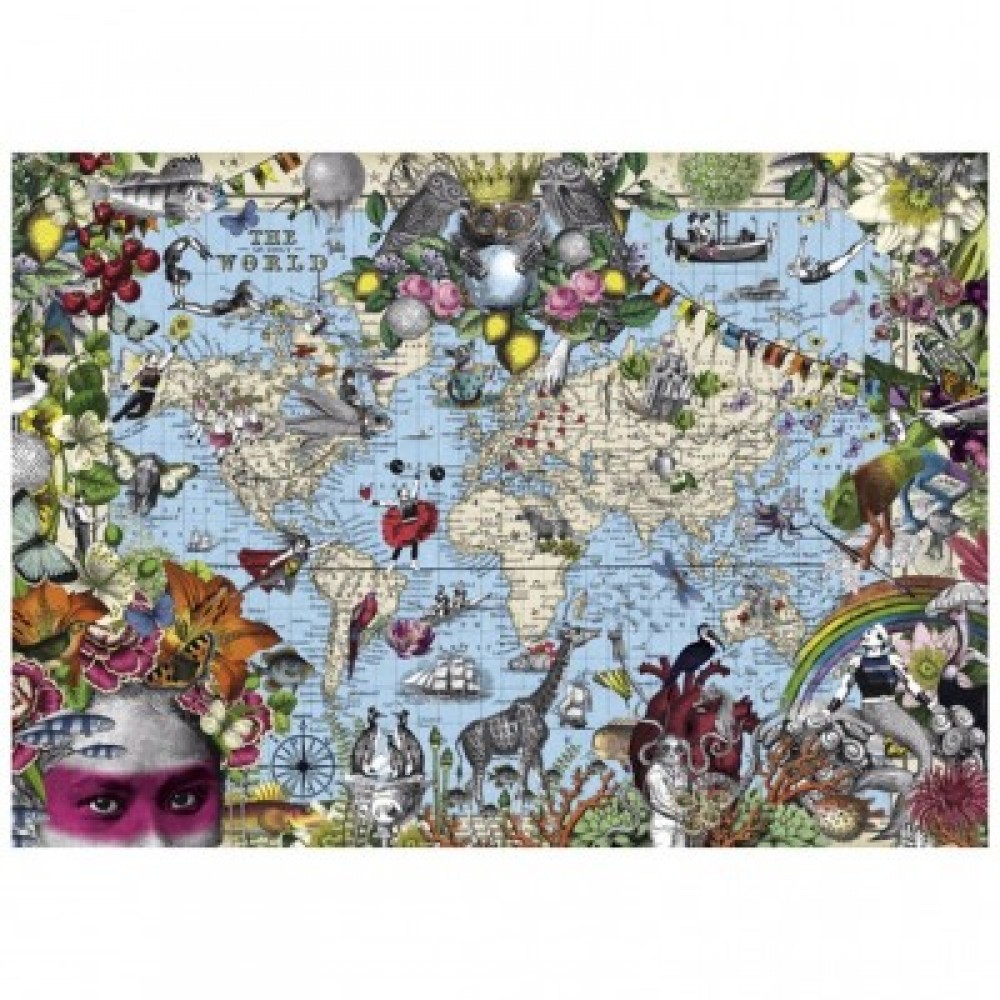 Pussel 2000 bitar Quirky World Map